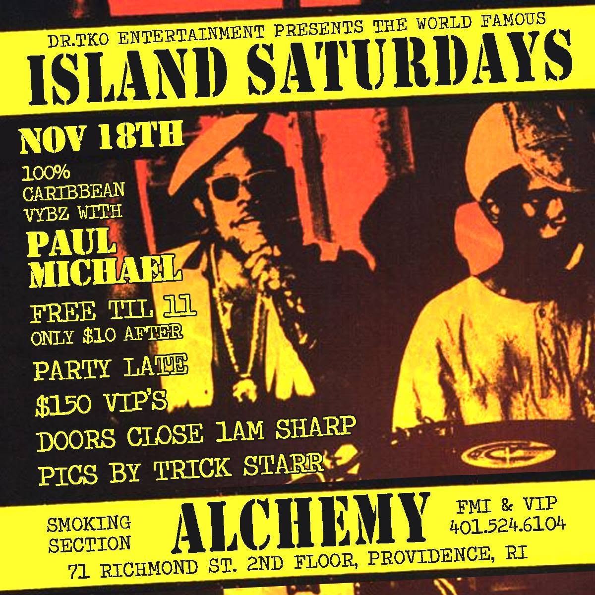 ISLAND SATURDAYS — NOVEMBER 18TH flyer
