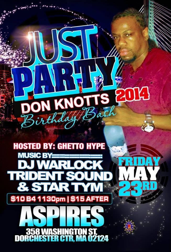 JUST PARTY 2014 — DON KNOTTS BIRTHDAY BASH flyer